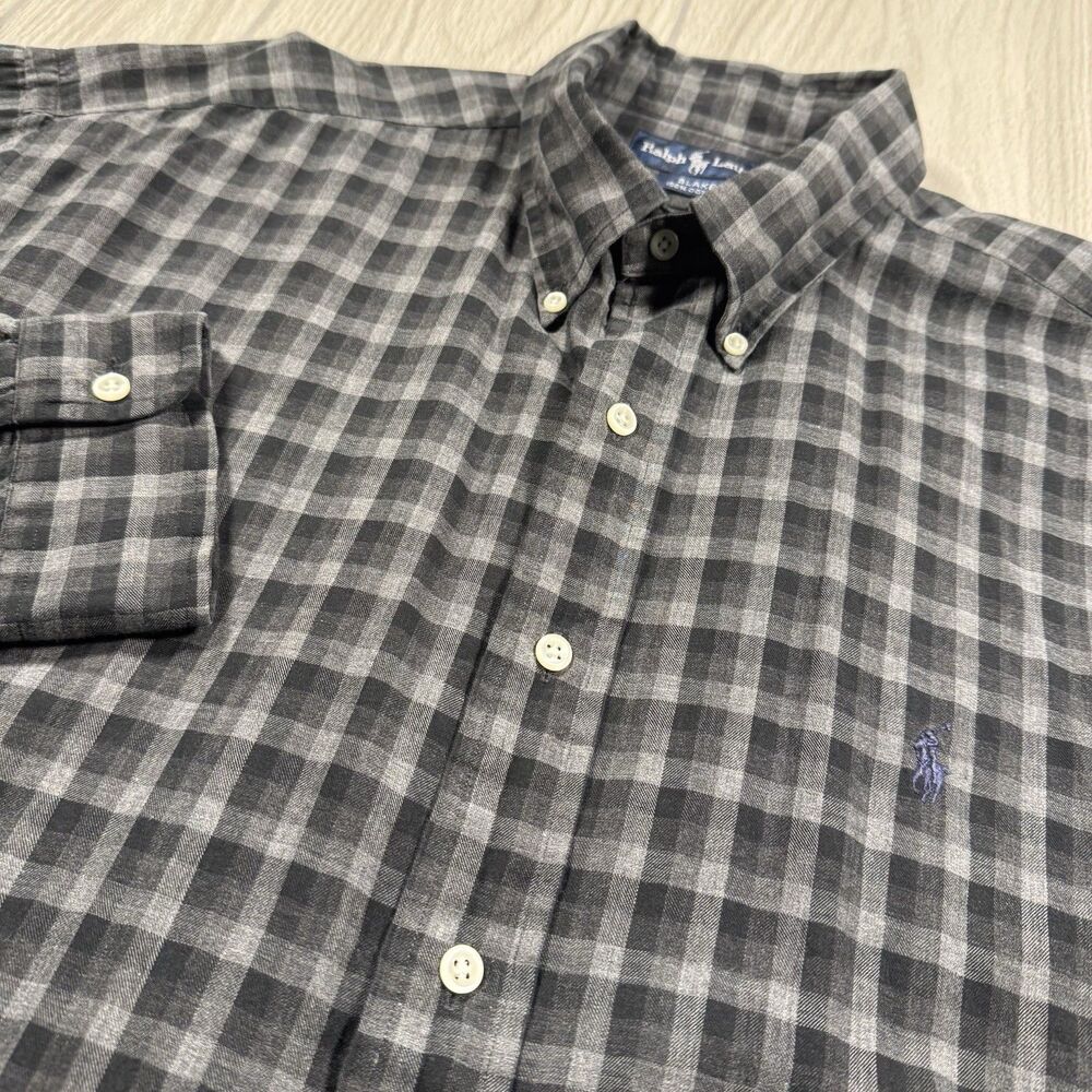 Polo Ralph Lauren Blake Button Down Flannel Shirt Men’s XL Black Gray Plaid Pony